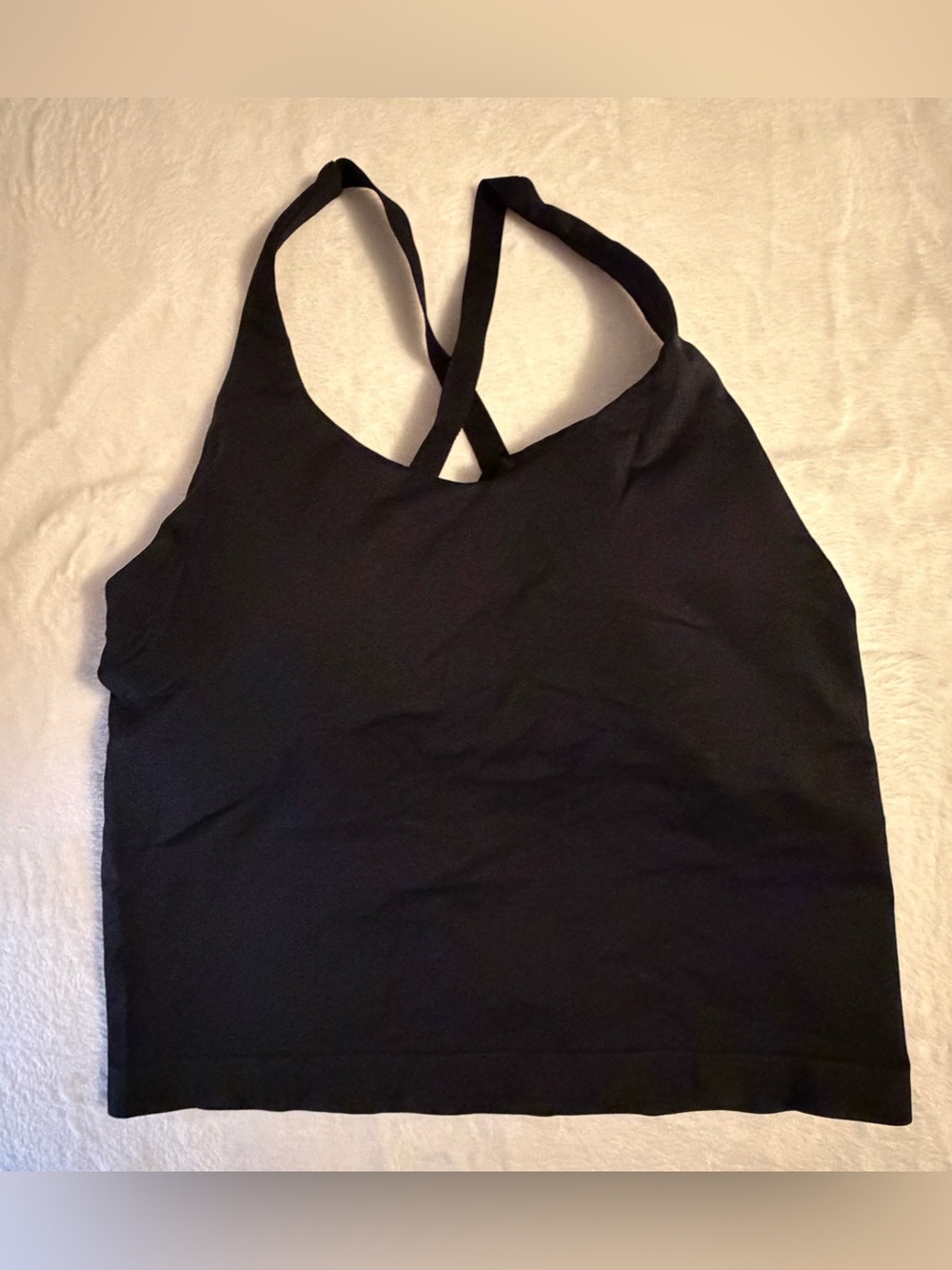 OQQ Black Women's Crossback Tank Top with Padded Cups Size Small
